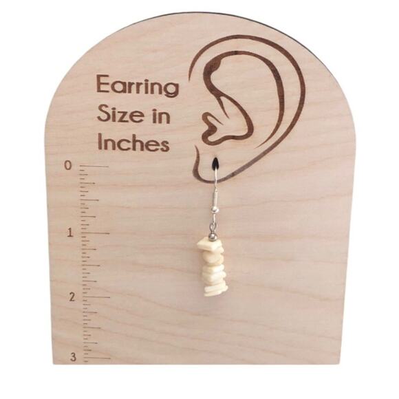 Vintage Retro Beachy 1980’s Ivory Lightweight Dangle Puka Shell Earrings - Picture 7 of 8